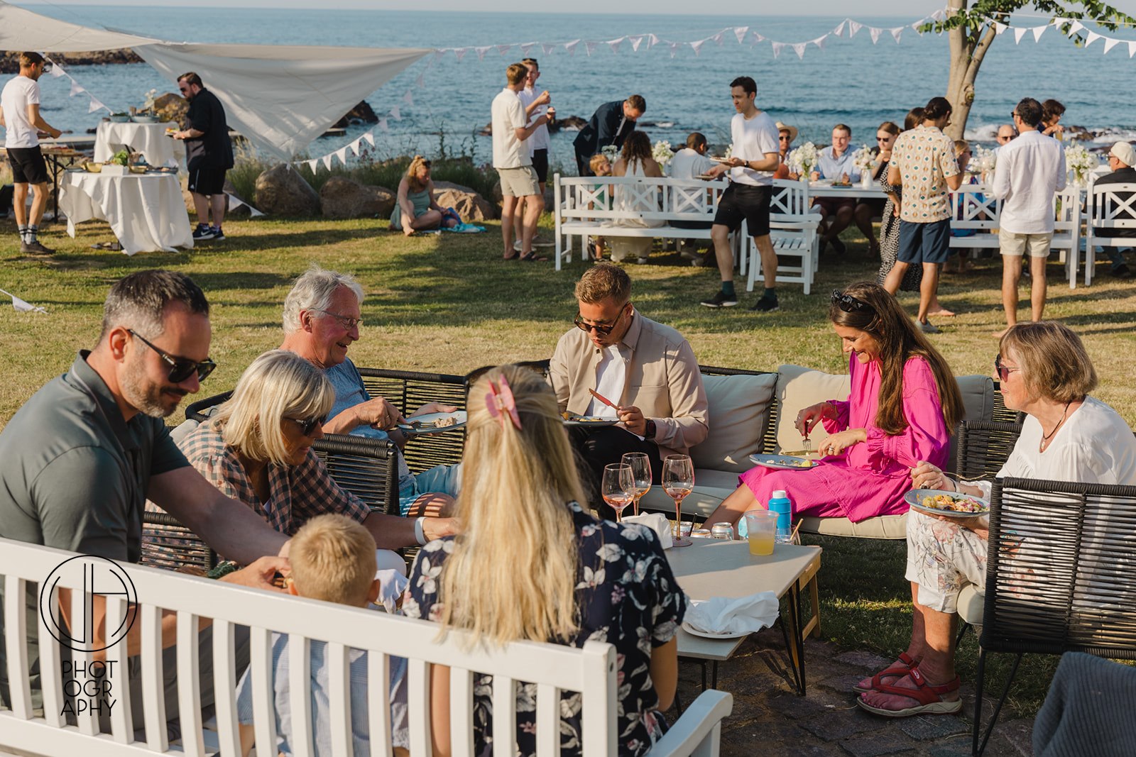 A wedding party in full swing at a hotel on Bornholm.