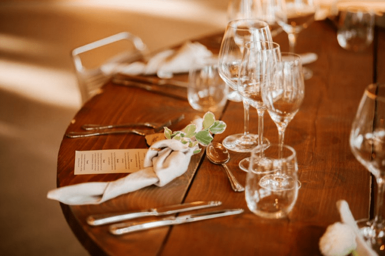 Floral decorations for a wedding banquet on Bornholm