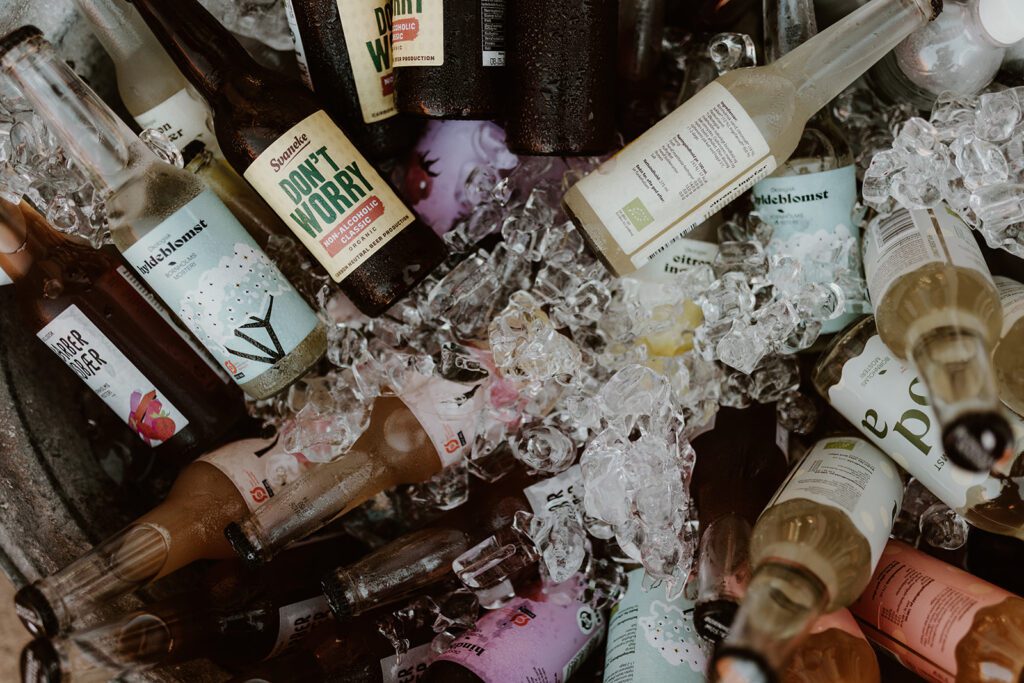 Wedding planners in Denmark arrange for local drinks at a wedding reception.