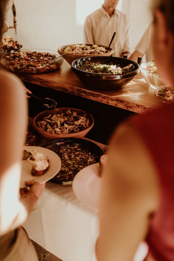 Danish specialities served at a wedding reception on Bornholm.