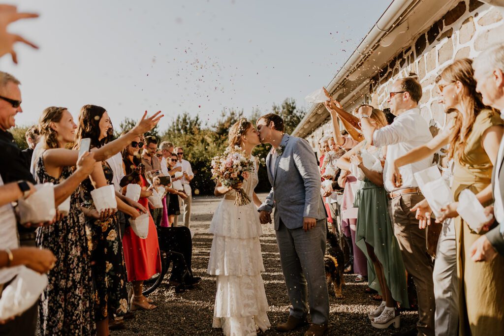 A large congregation celebrates a wedding in Denmark.